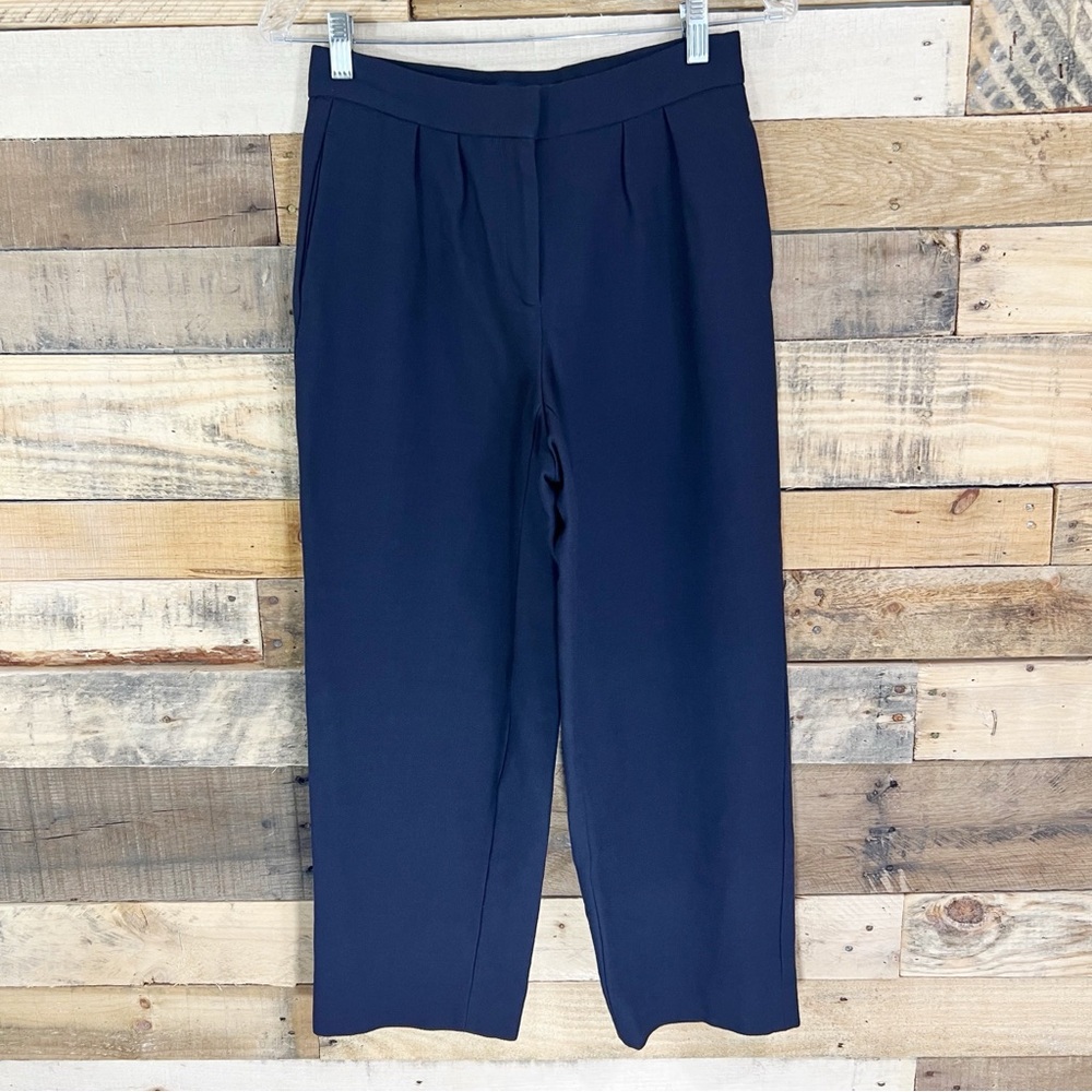 Vanessa Seward Navy Wool Blend Trousers Size 36 France